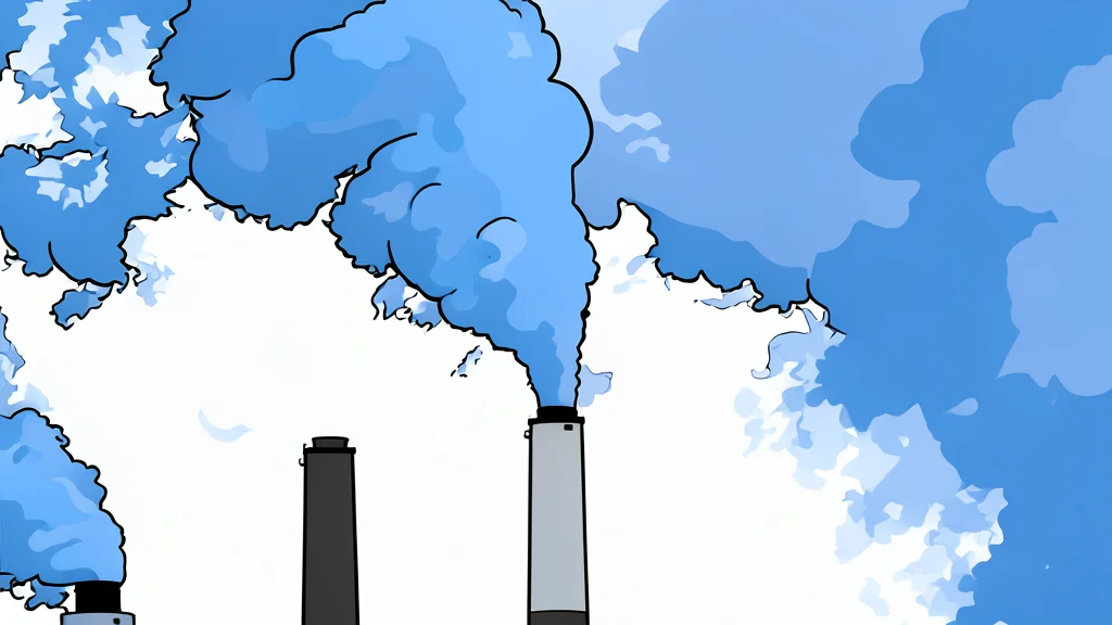 A large industrial smokestack releasing a plume of white steam against a clear blue sky