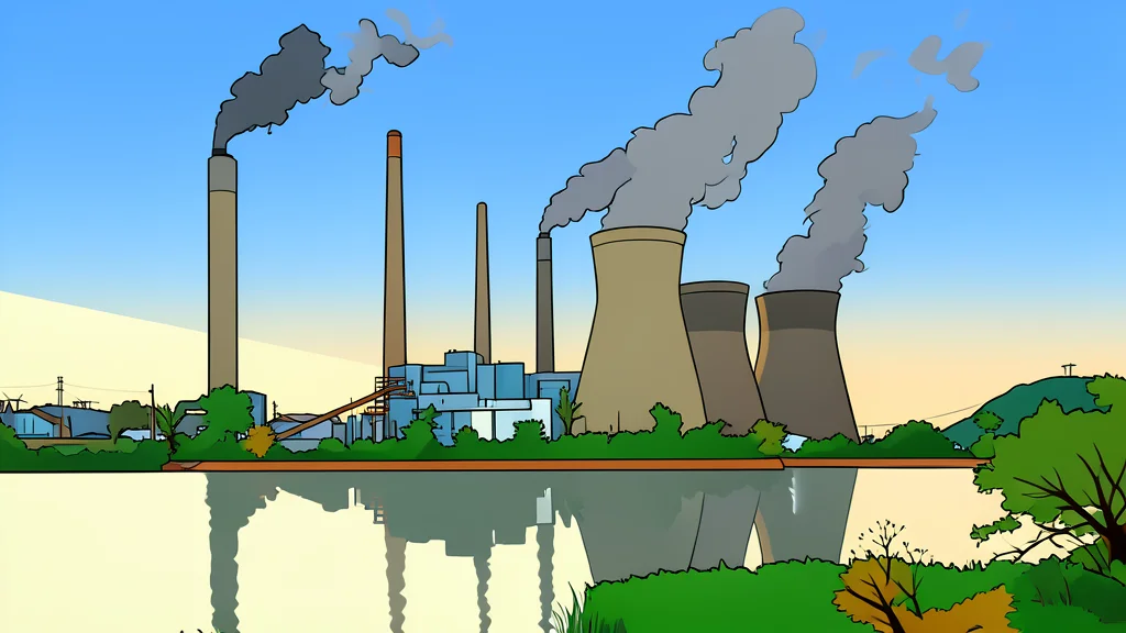 A large industrial cooling tower emitting steam against a clear sky