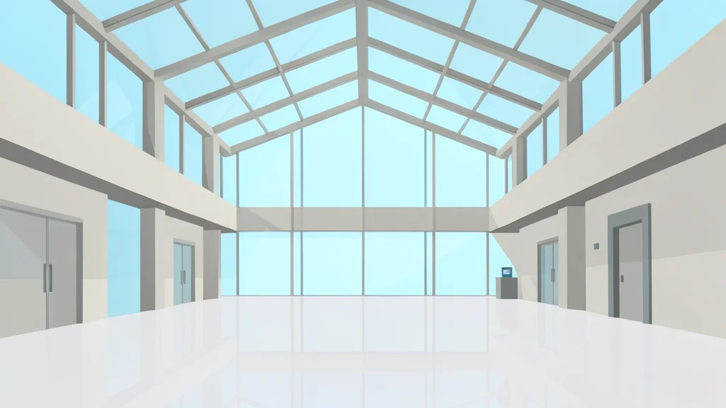 A modern shopping mall atrium with glass ceilings and polished floors