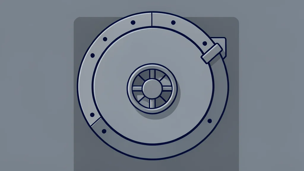 A traditional bank vault door with a heavy metal wheel