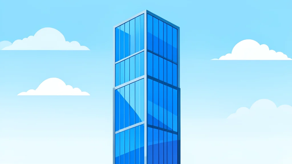A modern glass skyscraper reflecting the sky.