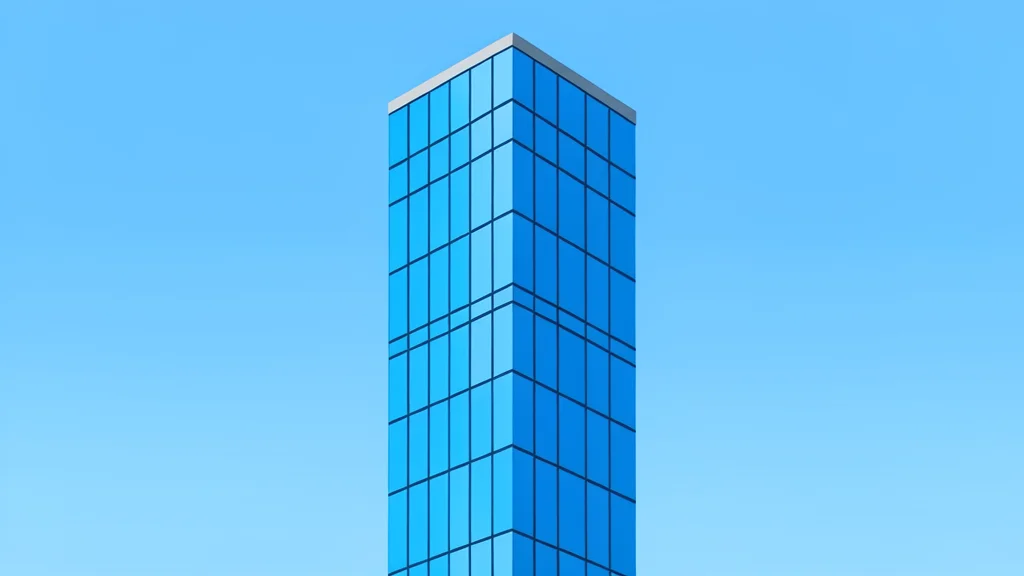 A modern glass skyscraper reflecting a clear blue sky