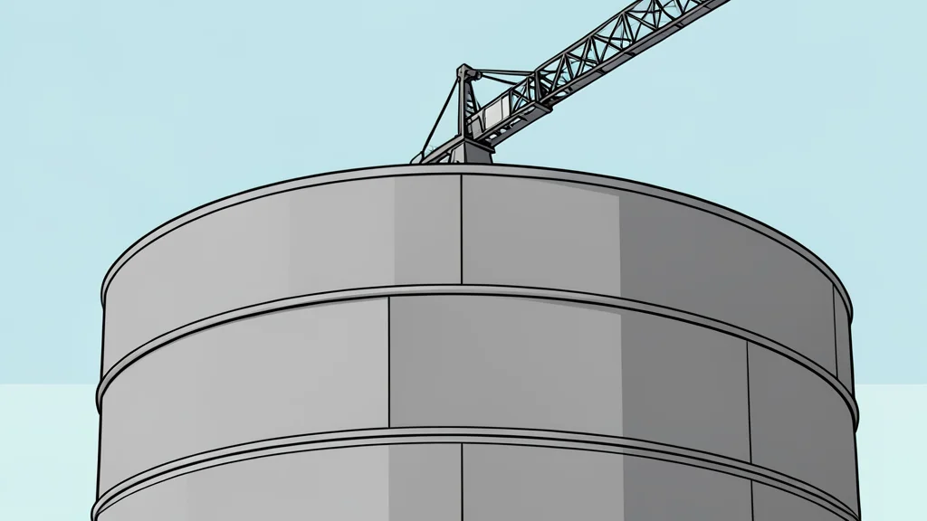 A large, cylindrical concrete containment structure of a nuclear power plant standing in a dry landscape
