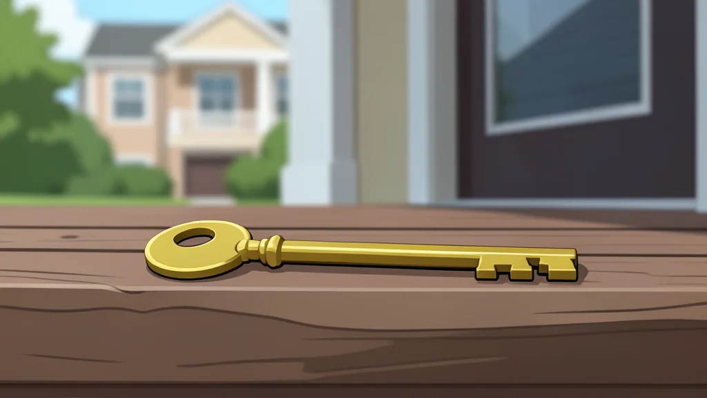 A set of brass house keys resting on a wooden table next to a closed book
