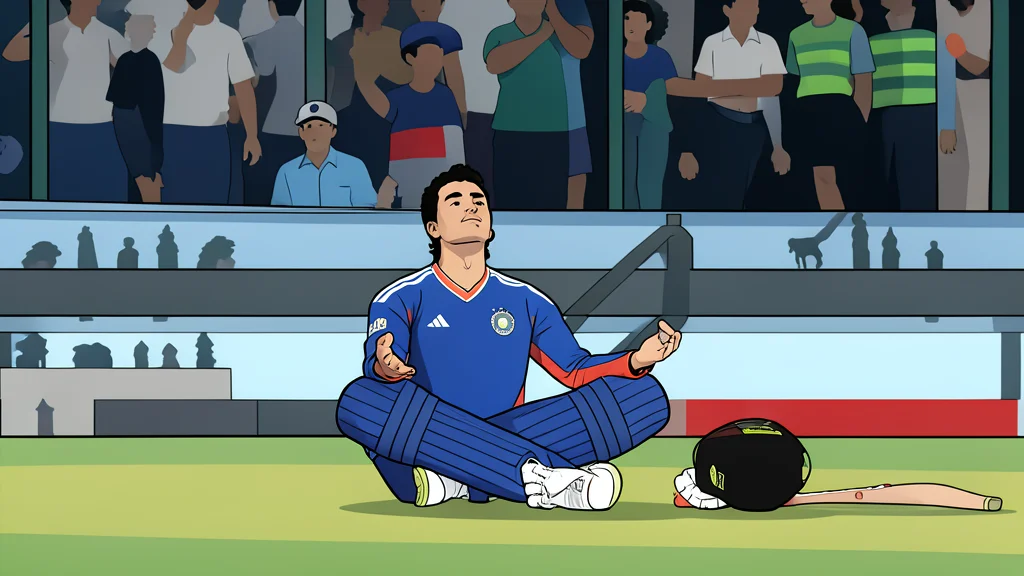 A cricket bat lying on lush green grass beside a white ball