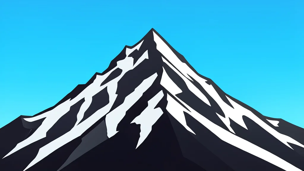 A rugged mountain peak covered in snow with a clear horizon line