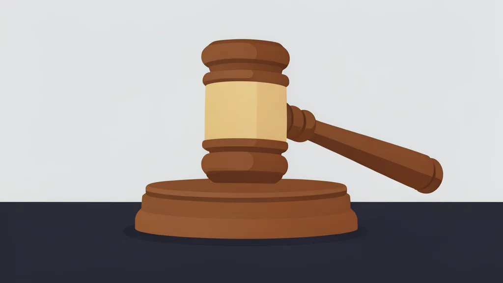 A polished wooden gavel resting on a dark desk surface