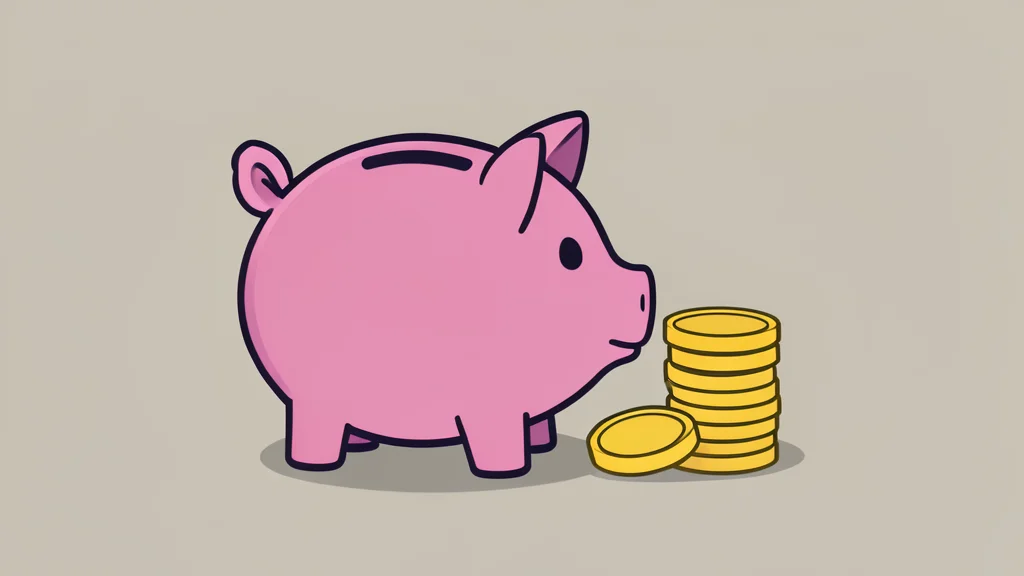 A stack of coins next to a piggy bank