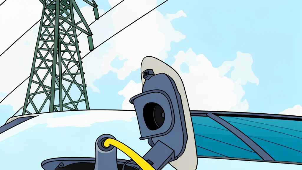 A white electric vehicle connected to a charging station with a thick cable