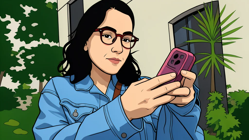 A pair of sleek, modern eyeglasses resting on a wooden surface next to a smartphone