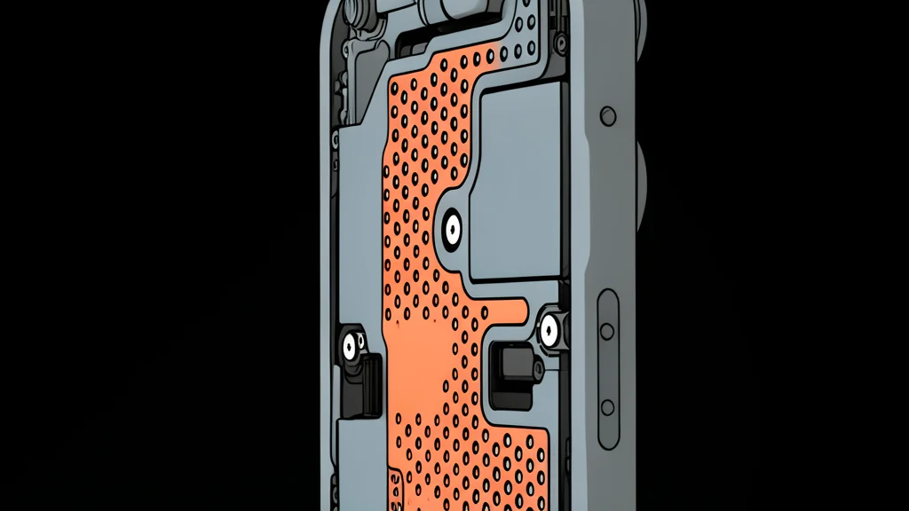 A close-up view of a metallic heat spreader plate with intricate copper piping and a translucent vapor chamber structure.