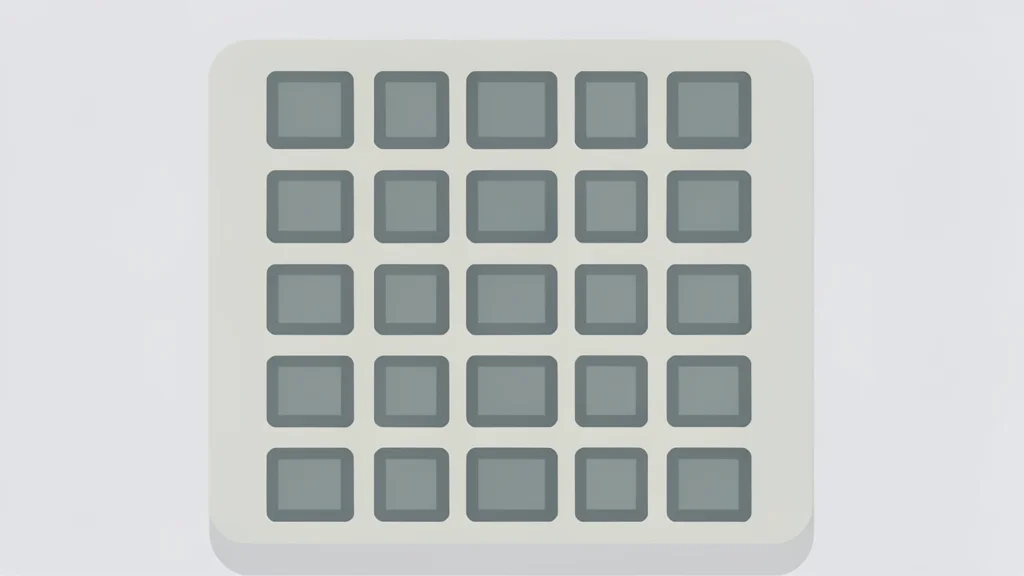 A close-up view of a silicon wafer with a grid of square chips