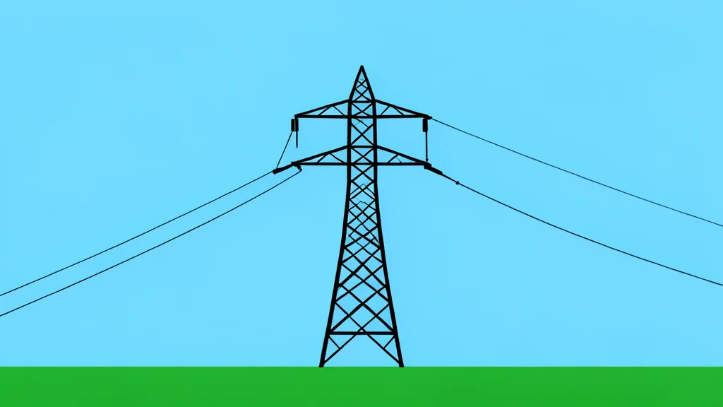 A high-voltage electrical transmission tower standing tall against a clear blue sky, symbolizing critical infrastructure.