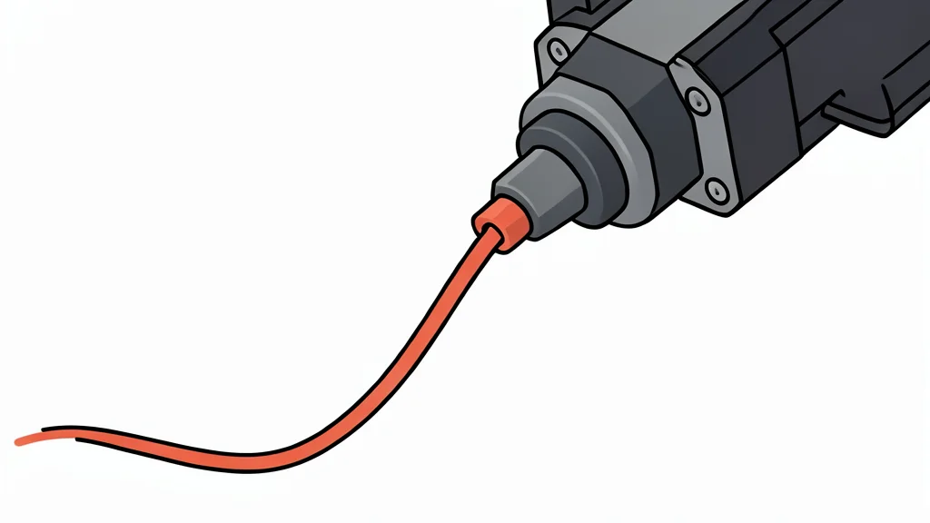 A close-up view of a 3D printer nozzle extruding a strand of plastic filament.