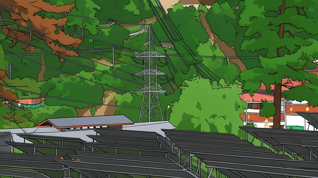 A wind turbine standing in a field next to a coal pile