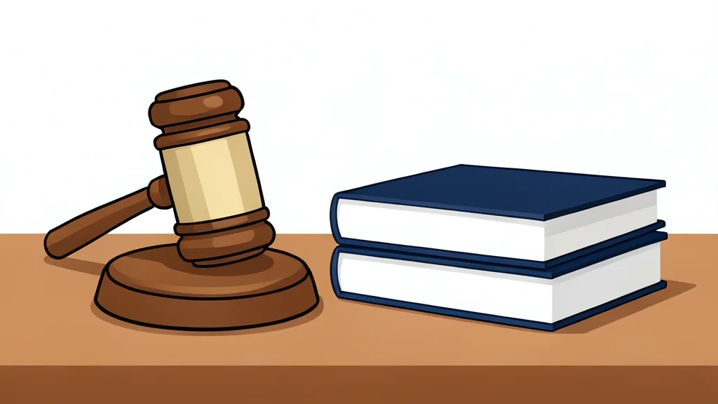 A gavel resting on a wooden desk next to a stack of legal books