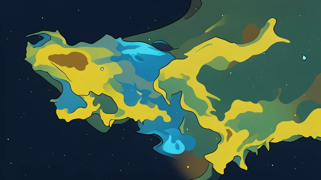 A dark night sky filled with stars and a faint, glowing nebula shape resembling a shark