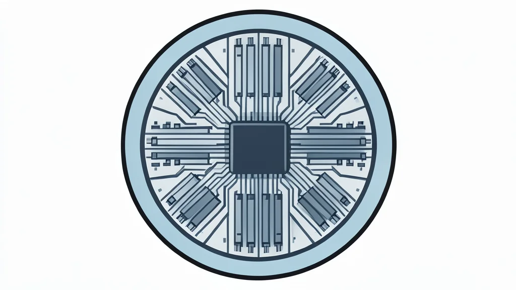 A close-up view of a silicon wafer with a grid of integrated circuits