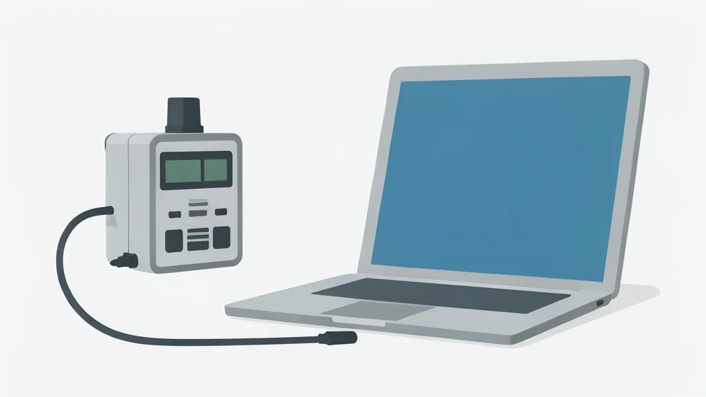 A digital forensic device connected to a laptop via a cable