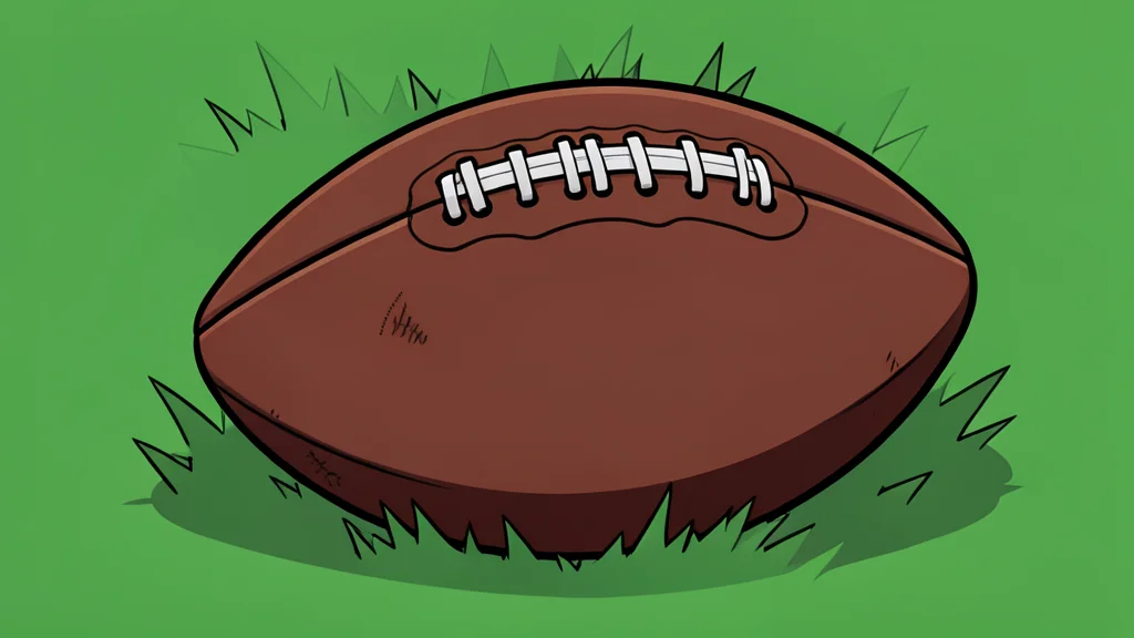 A green football resting on a grass field