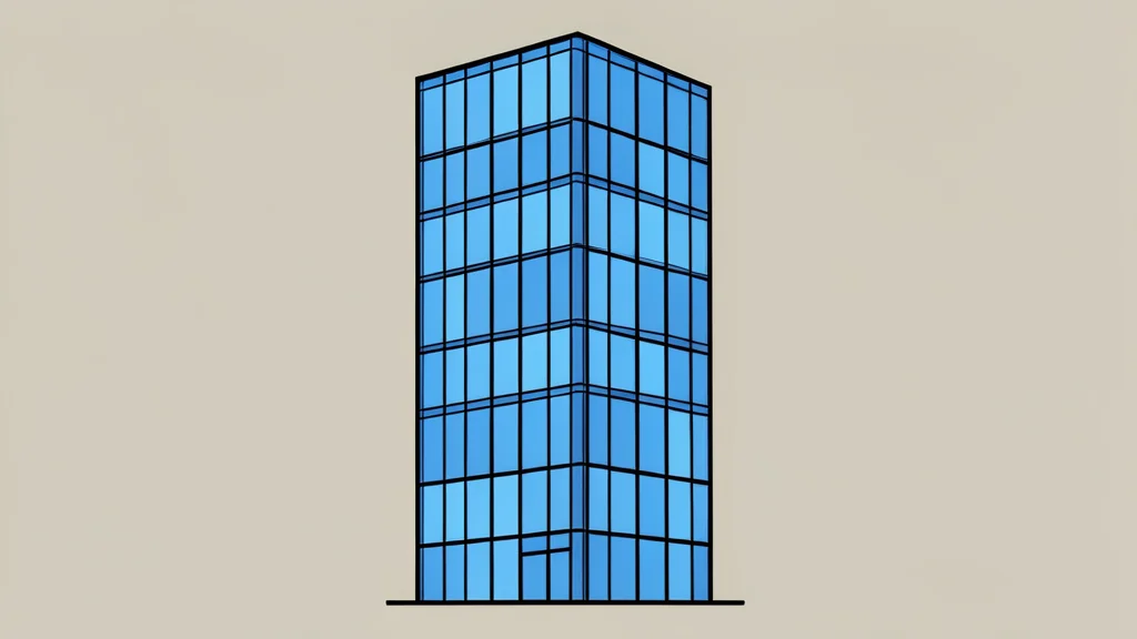 A modern glass skyscraper with a grid of reflective windows