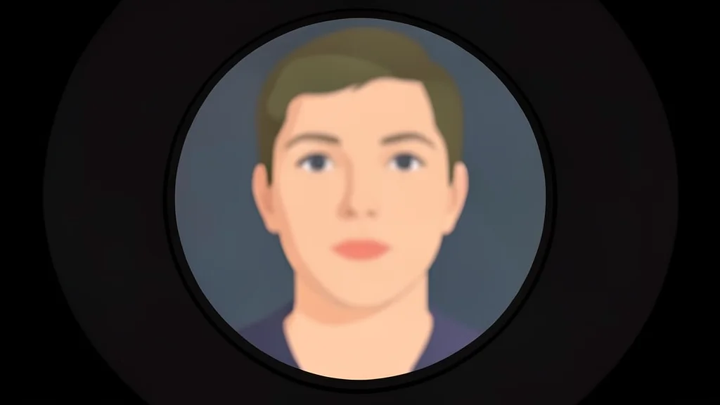 A blurred digital overlay of a human face superimposed over a surveillance camera lens