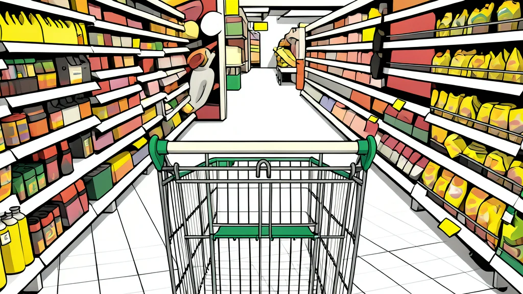 A large warehouse storefront with a long line of shopping carts parked outside