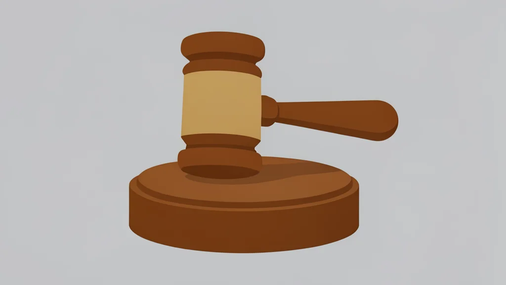 A wooden gavel resting on a circular sound block