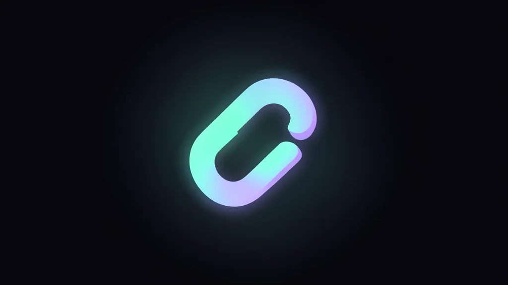 A glowing, translucent digital chain link floating in a dark void