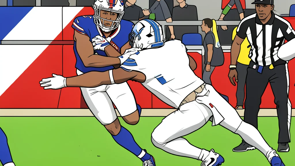 A flat-vector illustration of a green football field with white yard lines and a distant goalpost.