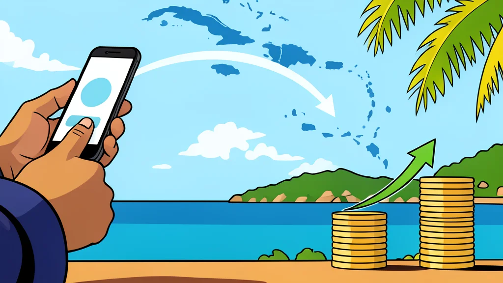 A stack of generic banknotes and a smartphone displaying a simple interface, resting on a wooden table next to a potted plant.