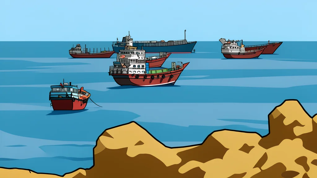 A large cargo ship navigating a narrow waterway between steep rocky cliffs.