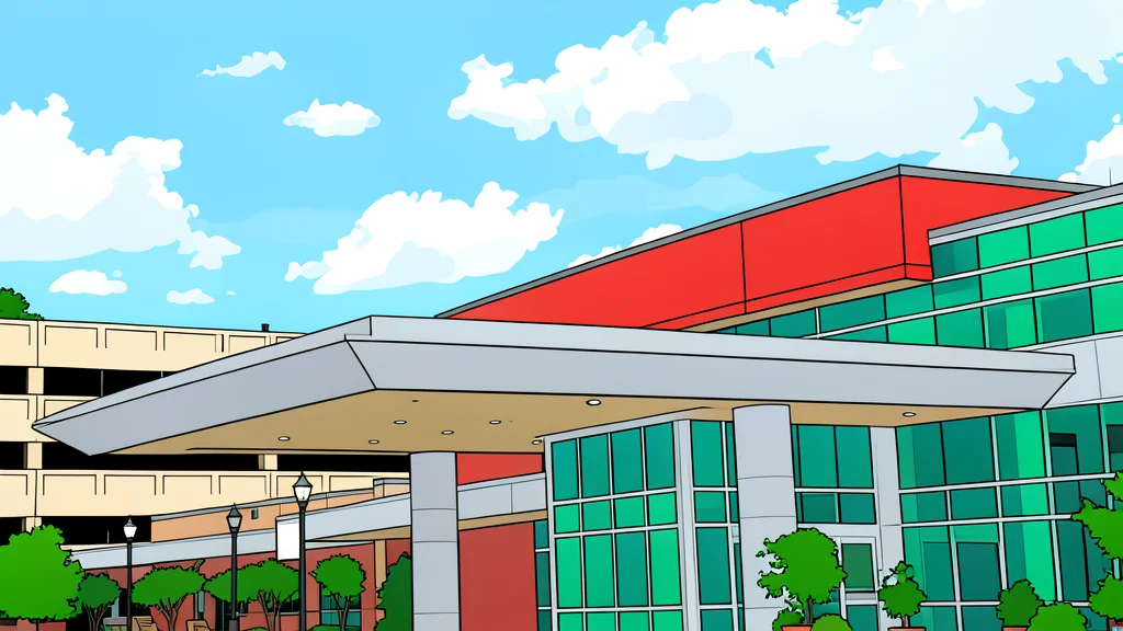 A modern multi-story building with large glass windows and a flat roof, standing against a clear sky.
