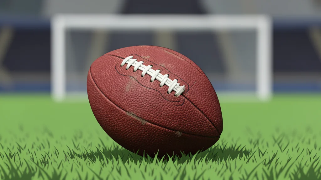 A football helmet resting on a green grass field