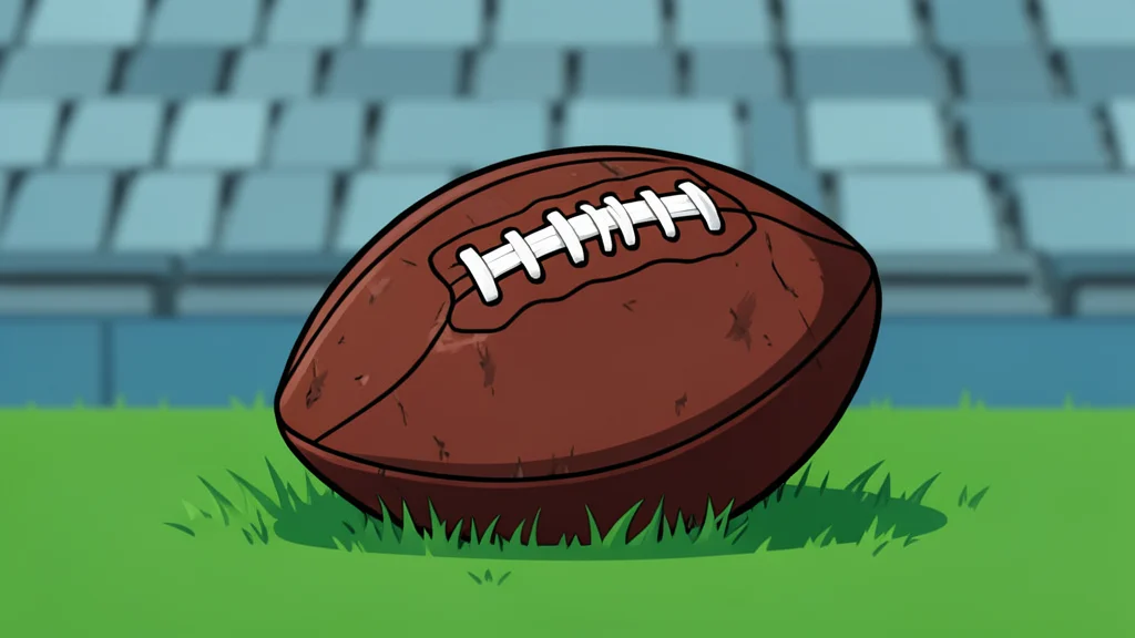 A green football field with white yard lines and goalposts in the distance