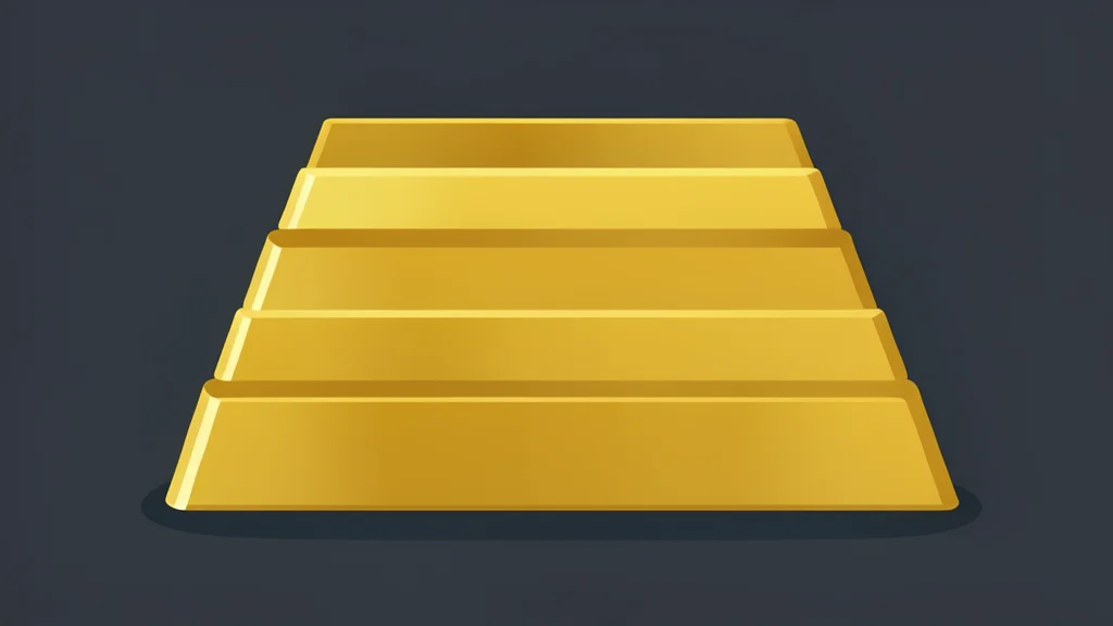 A stack of polished gold bars resting on a dark surface