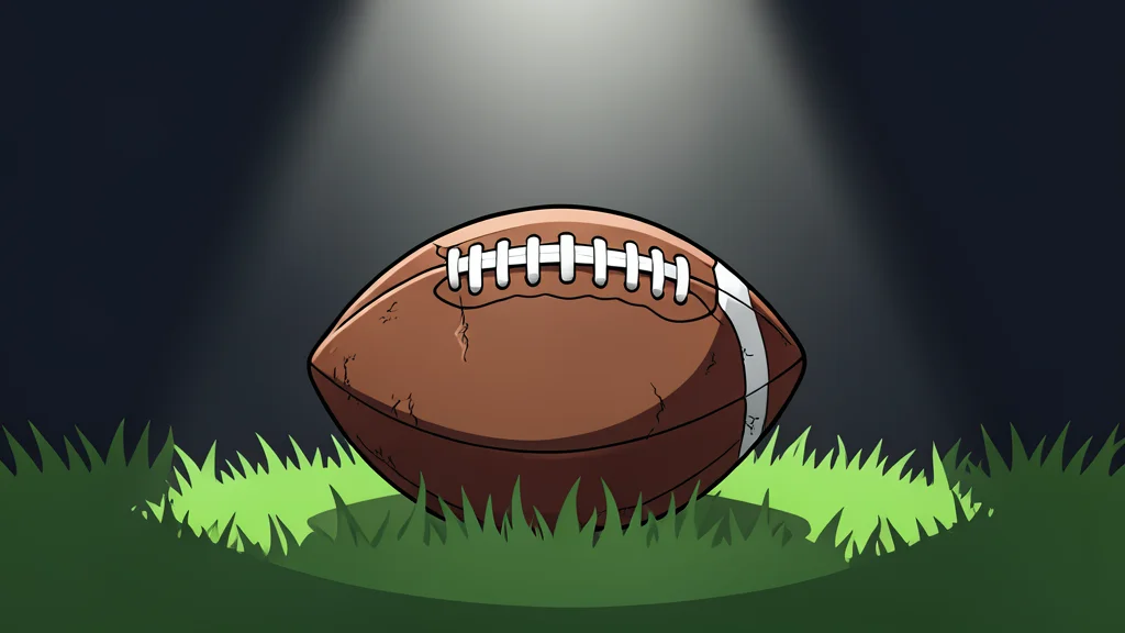 A green grass football field with white yard lines stretching into the distance under stadium lights.