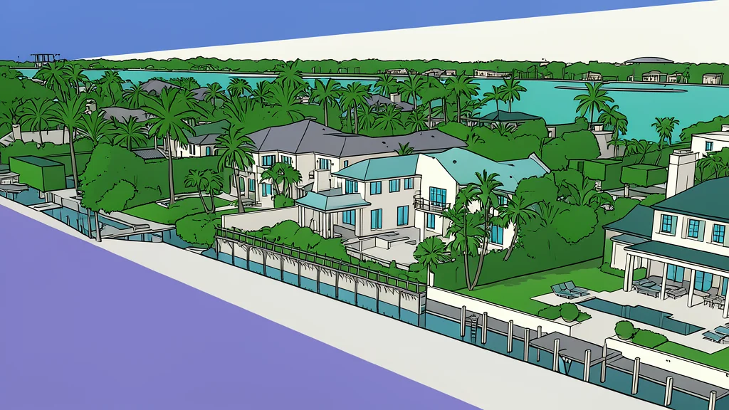 A modern residential street with palm trees and single-family homes