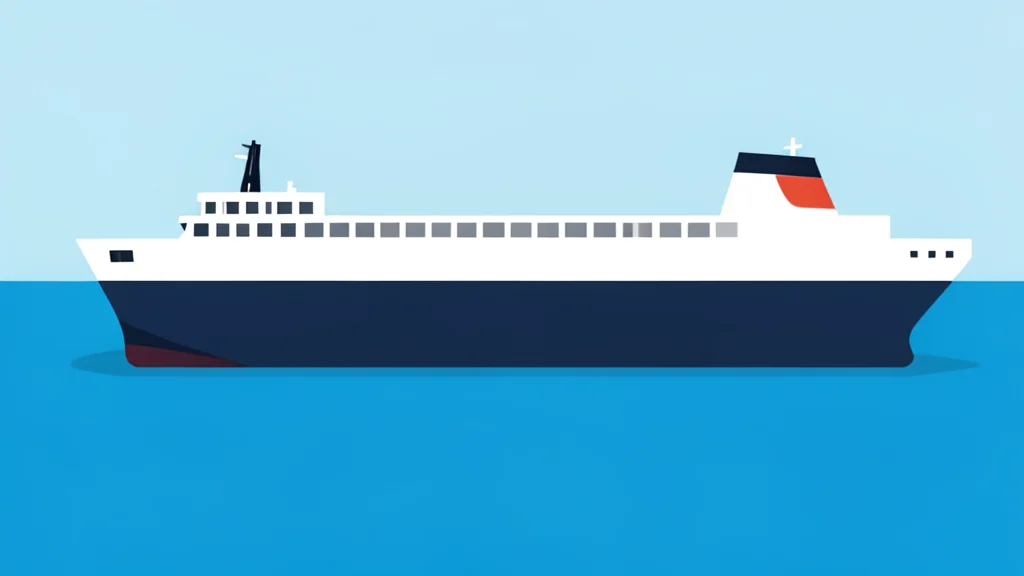 A large ferry boat floating on calm ocean water