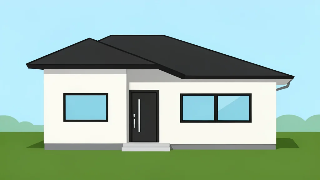 A modern single-family house exterior with a front door and windows