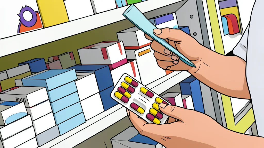A flat vector illustration of a modern supermarket aisle with shelves stocked with generic packaged food items