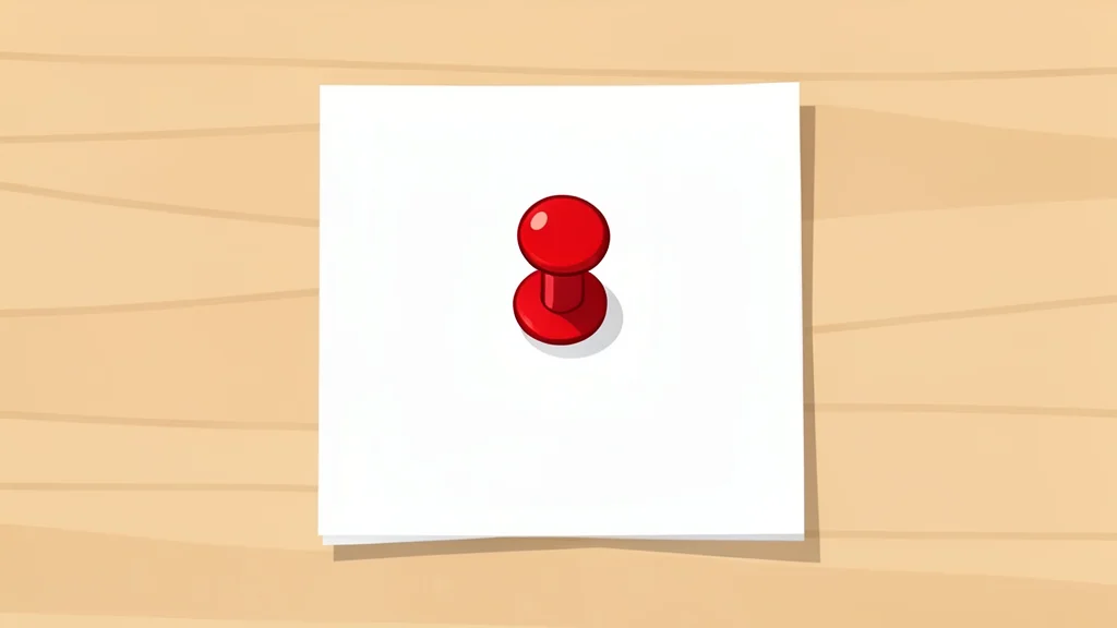 A minimalist whiteboard with a single red pin attached to a blank sheet of paper