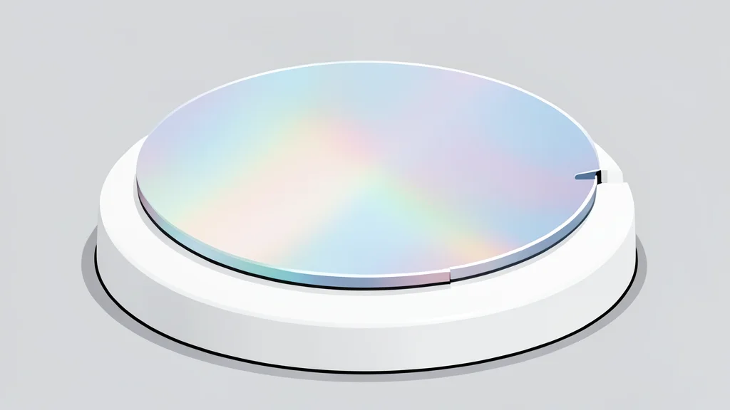 A close-up view of a silicon wafer with a grid of square chips