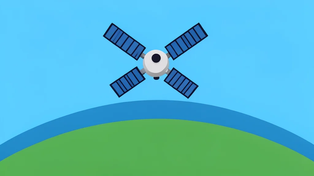 A small satellite with solar panels orbiting above a curved horizon
