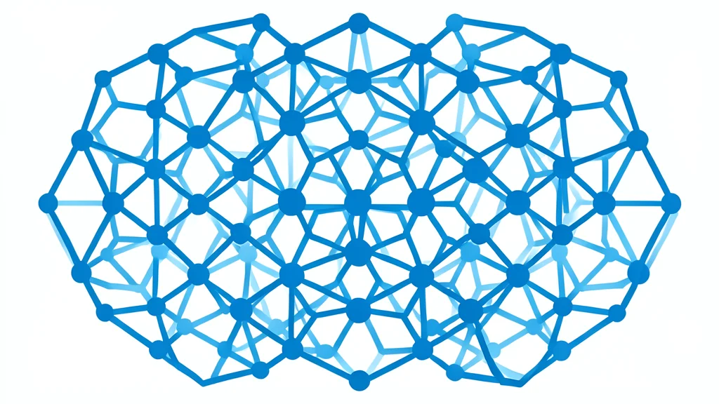 A complex geometric lattice structure representing a blockchain network