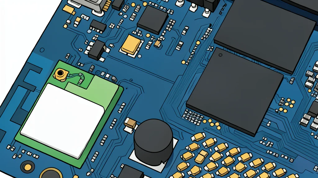A flat vector illustration of a small circuit board with a prominent red button and a rectangular slot.