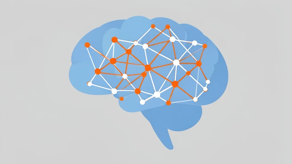 A close-up of a neural network diagram overlaid on a human brain silhouette