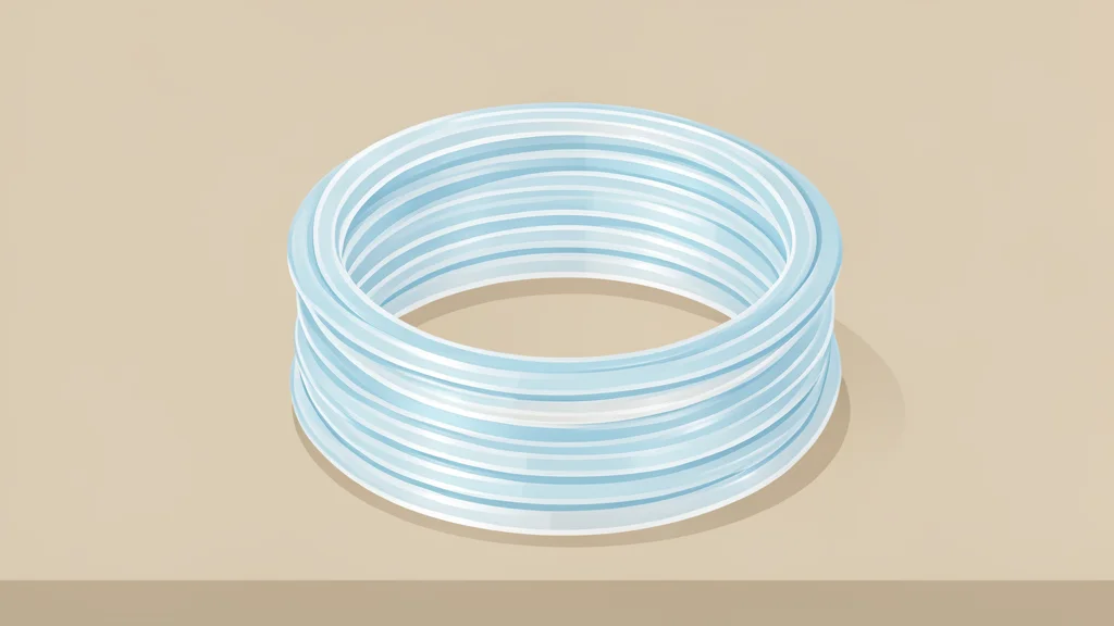 A neat coil of thin, translucent glass fibers resting on a plain workbench surface