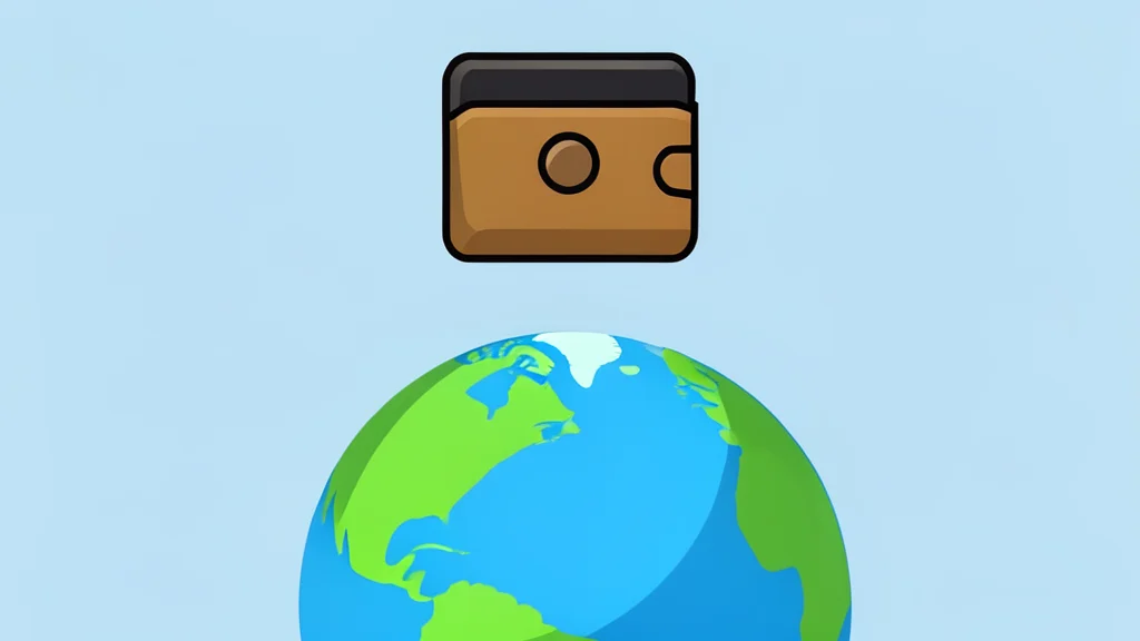 A digital wallet icon floating above a globe