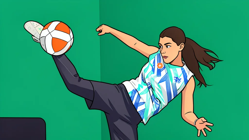 A flat vector illustration of a curved teqball table with a net on a gym floor.